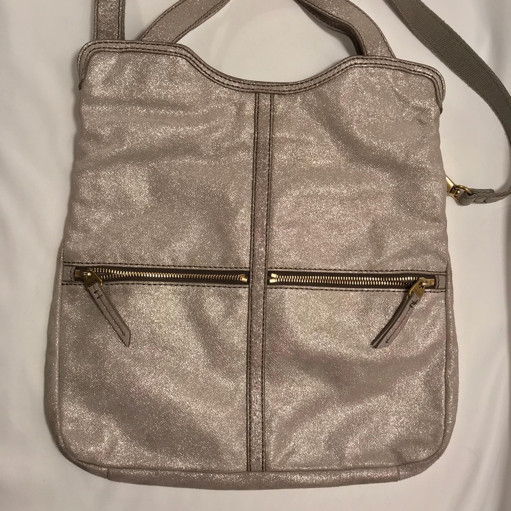 Fossil Erin Metallic Champagne Leather Crossbody - Picture 6 of 7